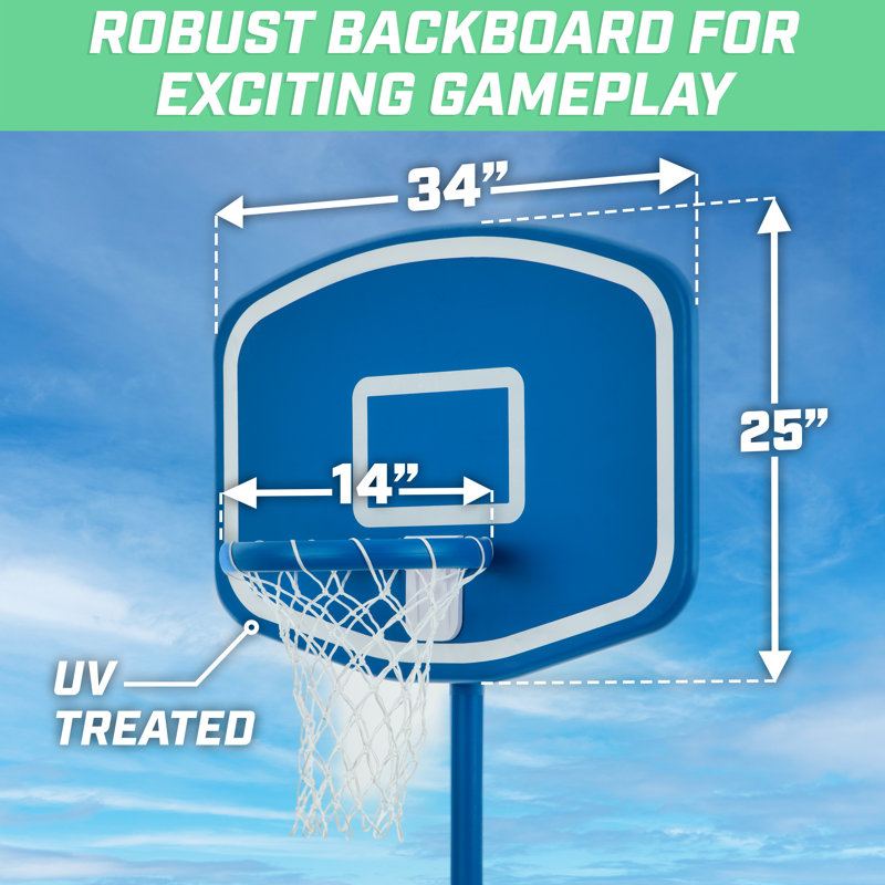 48" Blue Durable In-Ground Poolside Basketball Hoop Set