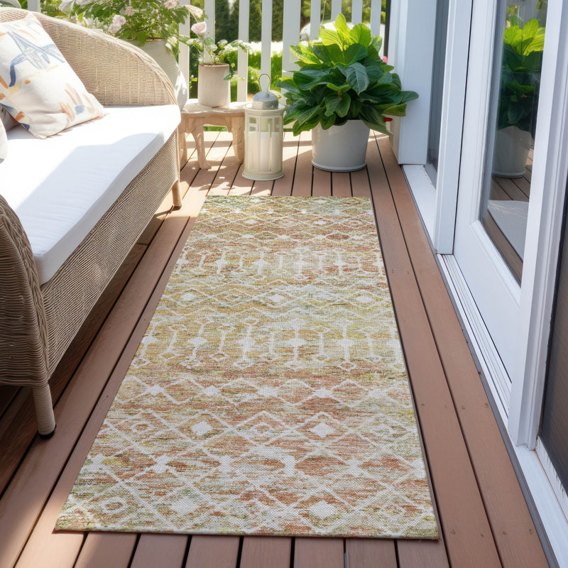 Tapis intérieur / extérieur orange Calandria, 2'3" x 7'6"