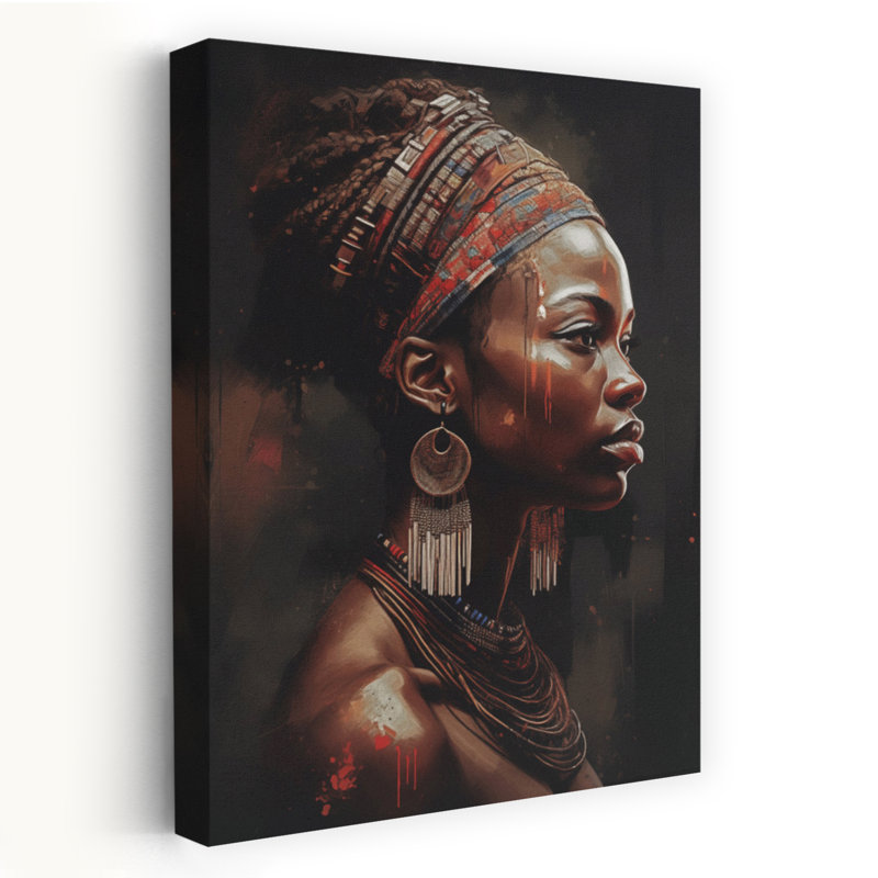 «Tribal Woman», art mural contemporain abstrait, H 18 po x l 12 po