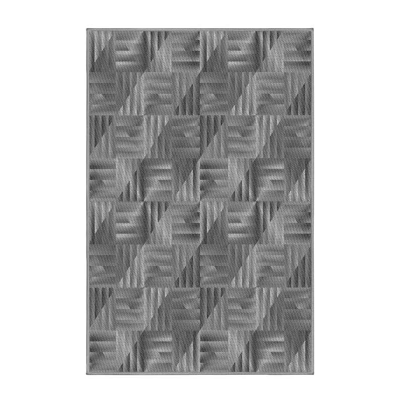 Tapis géométrique en laine gris, Rectangle 2 pi x 3 pi