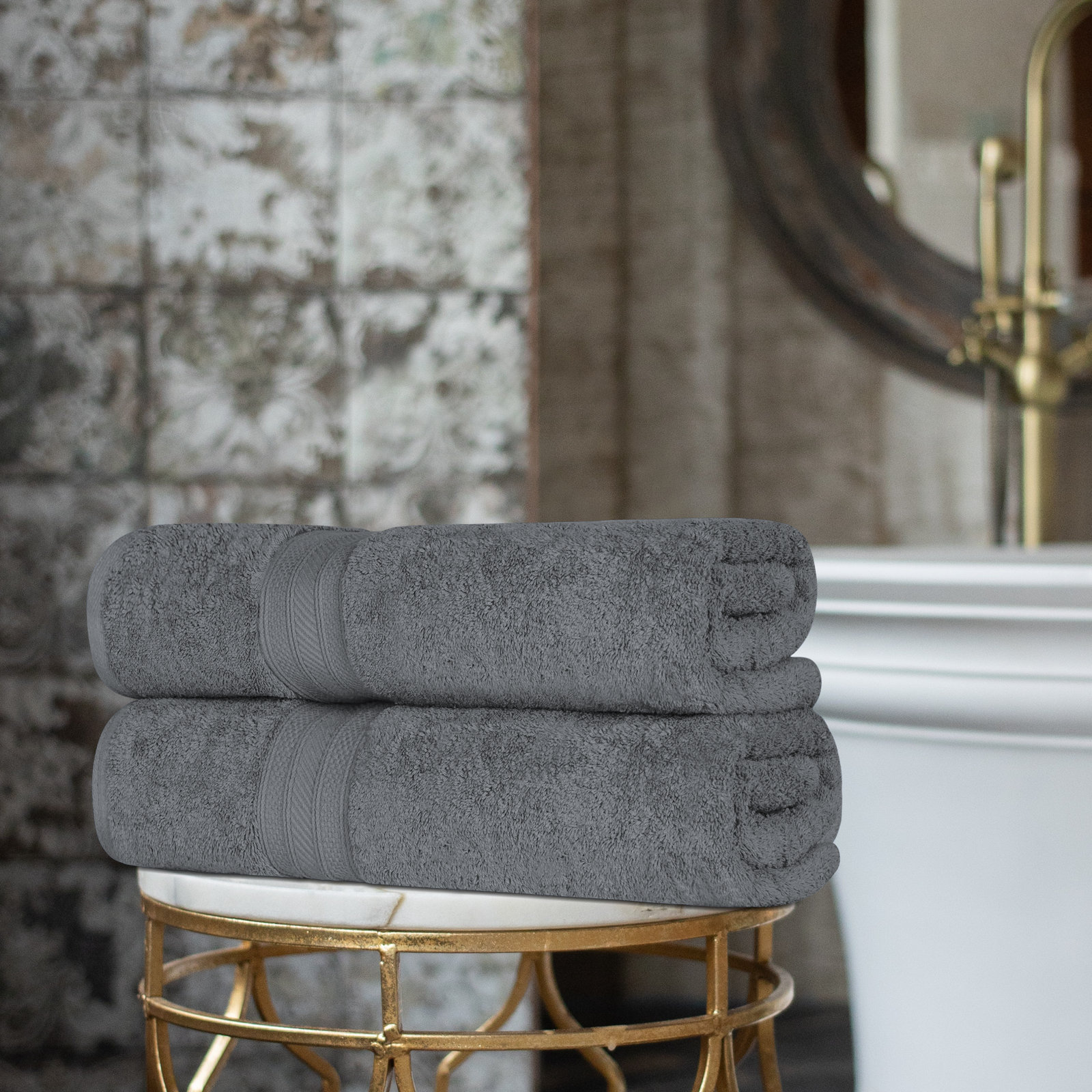Combed Cotton Bath Sheet, Gray