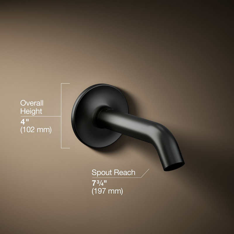 Purist® Wall-Mount Non-Diverter Bath Spout, 35-Degrees, Matte Black