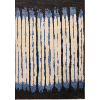 One-of-a-Kind 10'2" X 14'2" New Age Area Rug Blue/Black/Cream