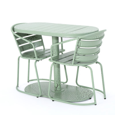 Outdoor Iron Bistro - For Backyard, 2 Chairs & Oval Table Spaces, Iron,