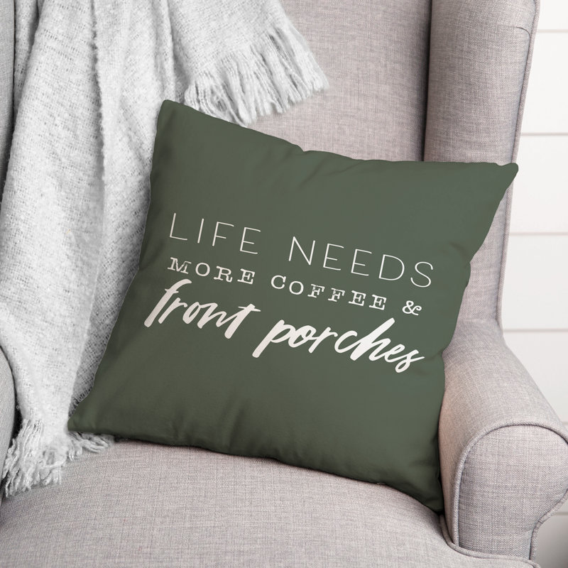 Coussin décoratif intérieur / extérieur en polyester , H 18 po x l 18 po, Sauge