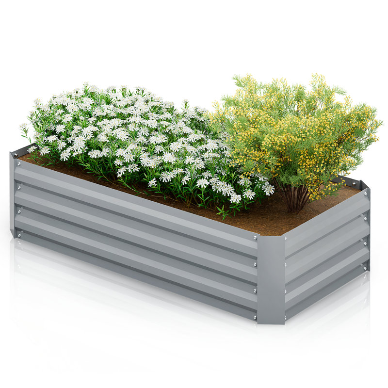 Raised Garden Bed Kit Outdoor Metal Gardening Planter Box for Vegetable Elevated Flower Succulents, 12" H x 48.5" W x 25" D