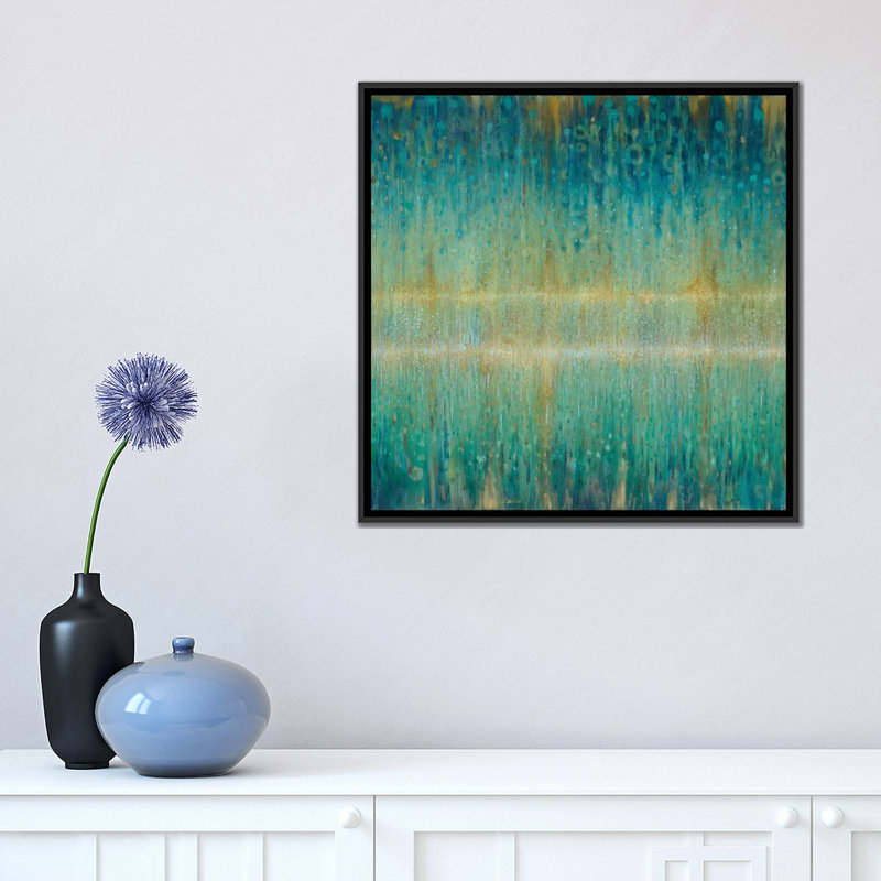 «Rain Rain Abstract I», reproduction d'art sur toile tendue, H 18 po x l 18 po x P 1,5 po, Toile avec cadre noir