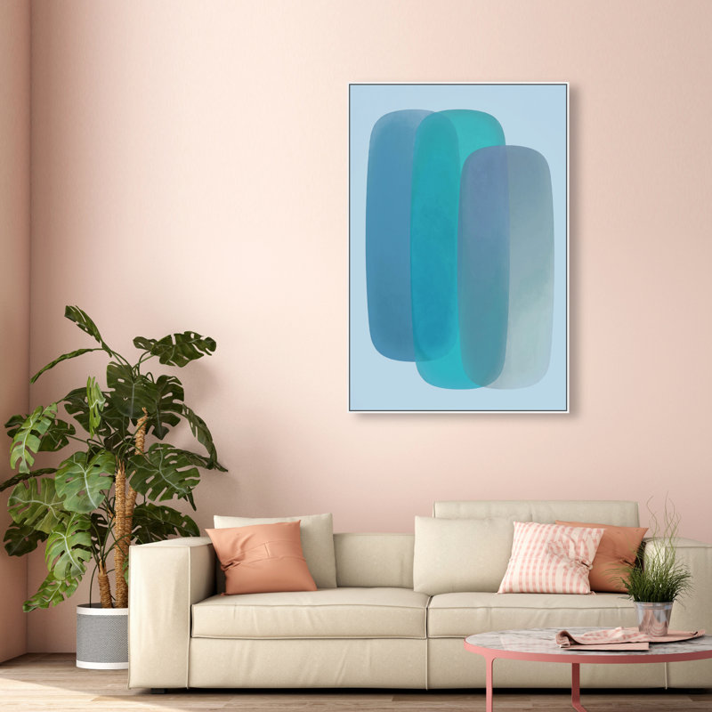 Teal Gradients Print by Oliver Gal, 31"H x 21"W, White Floater Frame