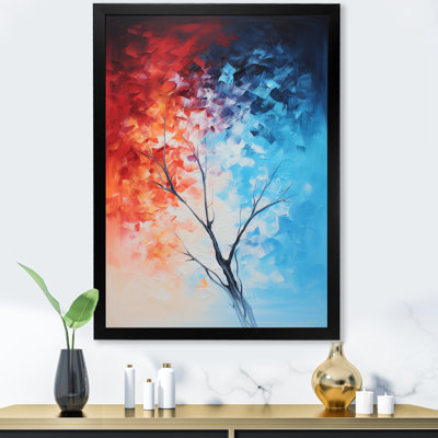 Feu et glace Tachisme arbre III - art mural tachisme