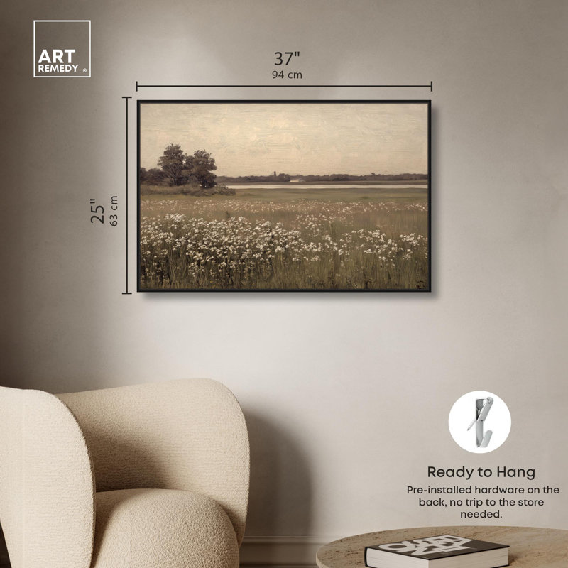 Toile «Hazy Day» par Art Remedy, H 25 po x l 37 po, Cadre flottant noir