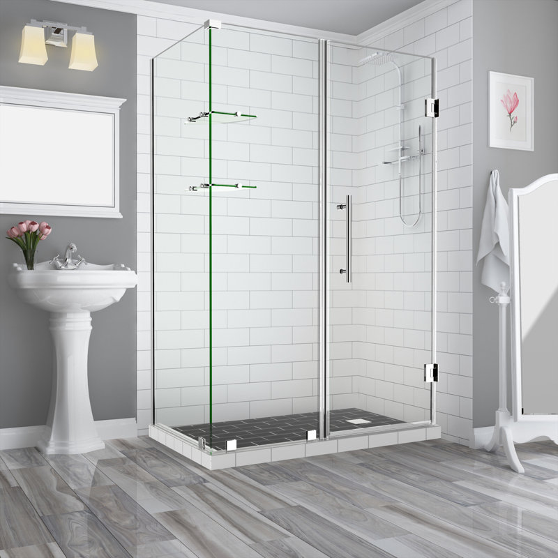 Bromley GS 61" x 72" Rectangle Hinged Shower Enclosure, Stainless Steel