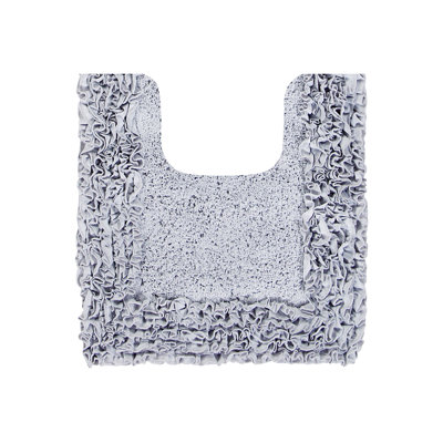 Tapis pour salle de bain en U touffeté 100% coton Cabeza, tapis de toilette doux absorbant avec envers en latex antidérapant, bordure à volants décoratifs, 20 po x 20 po, argent