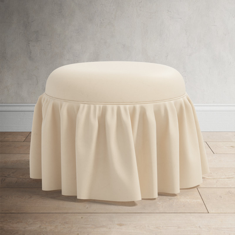 Jebb Upholstered Ottoman, Classic Pearl Performance Velvet