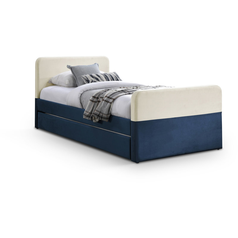 Lit gigogne / rangement en velours Ivy, Velours marine