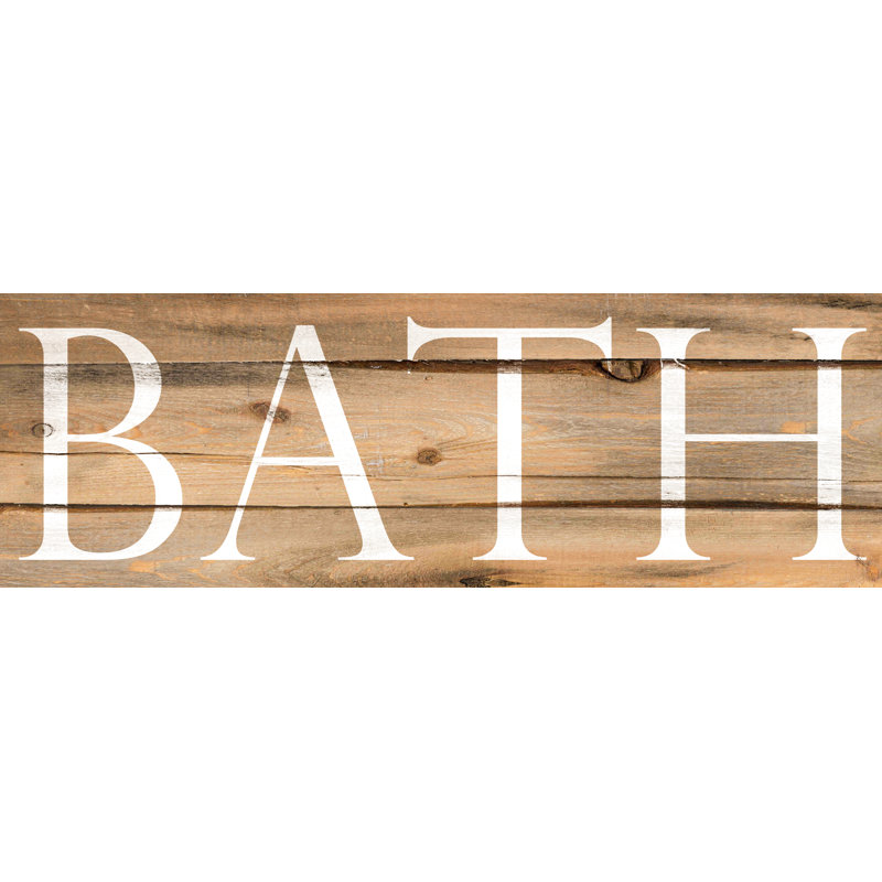 Bath Distressed Wood - Textual Art Print, 30 cm H x 46 cm W, Wrapped Canvas