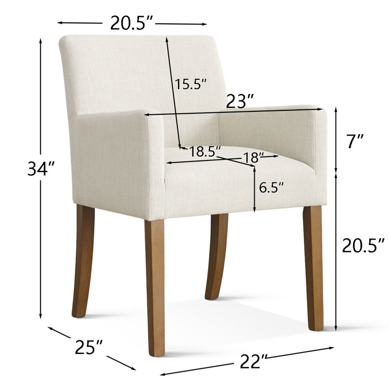 Chaise de salle à manger rembourrée en bois massif de 20,5 po de hauteur (ensemble de 6), Cream