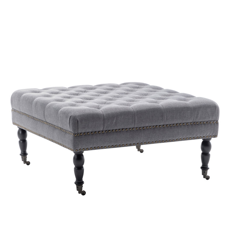 Repose-pieds de cocktail Inwood, Mélange de polyester gris foncé