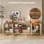 Buffet 70 po style Mid-Century cannelé moderne avec tablettes réglables, console télé, rangement décoratif pour le salon, la salle à manger, le vestibule, bois naturel-1100277621