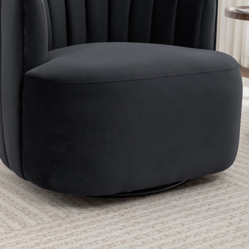 Stanford Upholstered Swivel Barrel Chair, Black