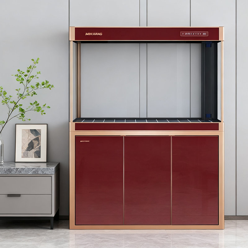 Réservoir d'aquariums en verre transparent moderne et minimaliste, 31,7 gallons (H 60,83 po x l 47,24 po x P 16,85 po, Brun