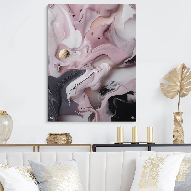 Peinture en marbre massif III - art mural abstrait en acrylique pour cuisine, H 20 po x l 12 po