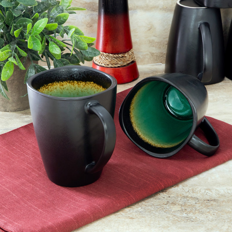 Ensemble de 8 tasses carrées en grès Gibson Elite de 414 ml (14 oz) de couleur jade