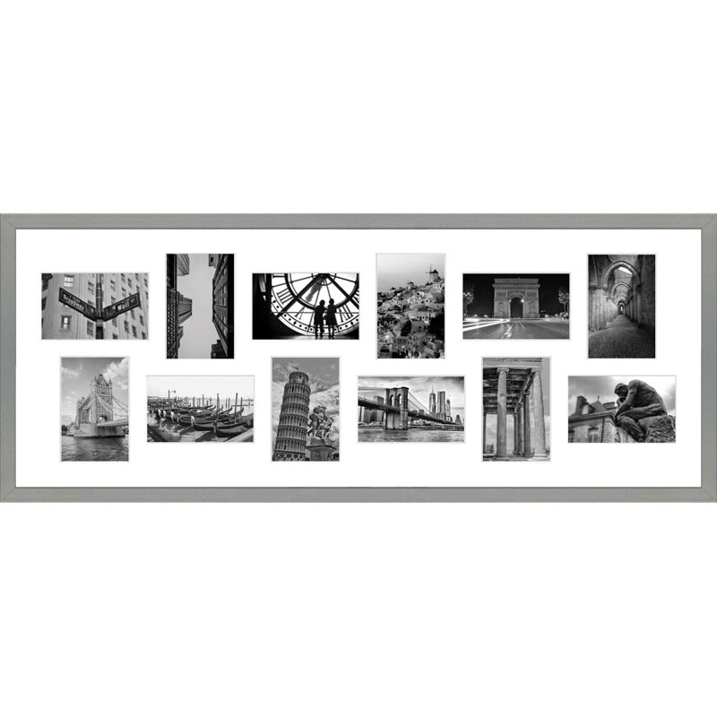 Kyrra Wood Picture Frame with Mat, Light Grey, 5" x 7"