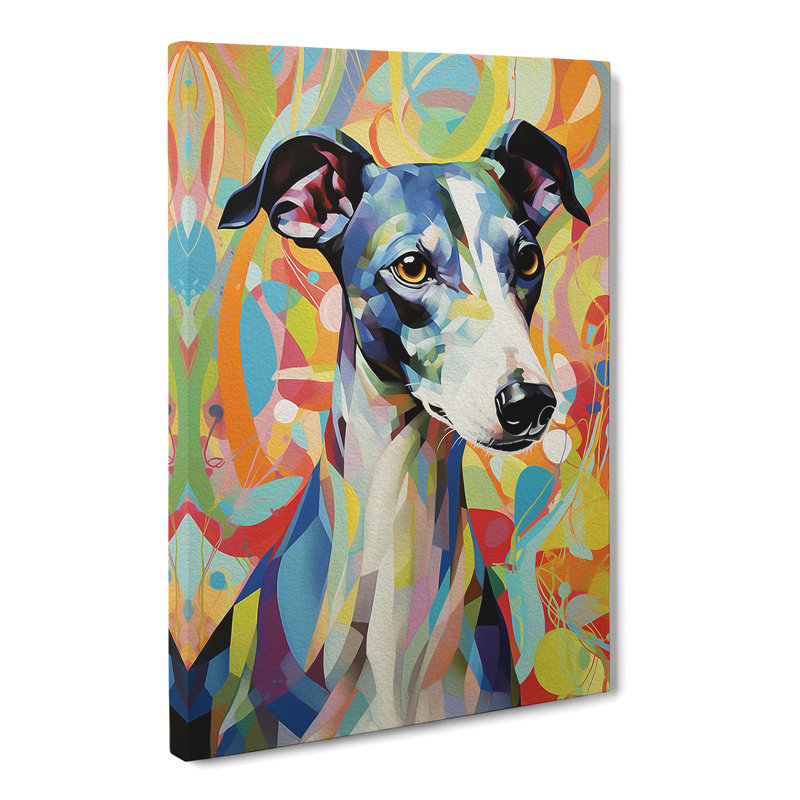 Whippet Hard Edge Painting - Wrapped Canvas, 60cm H x 40cm W x 3cm D
