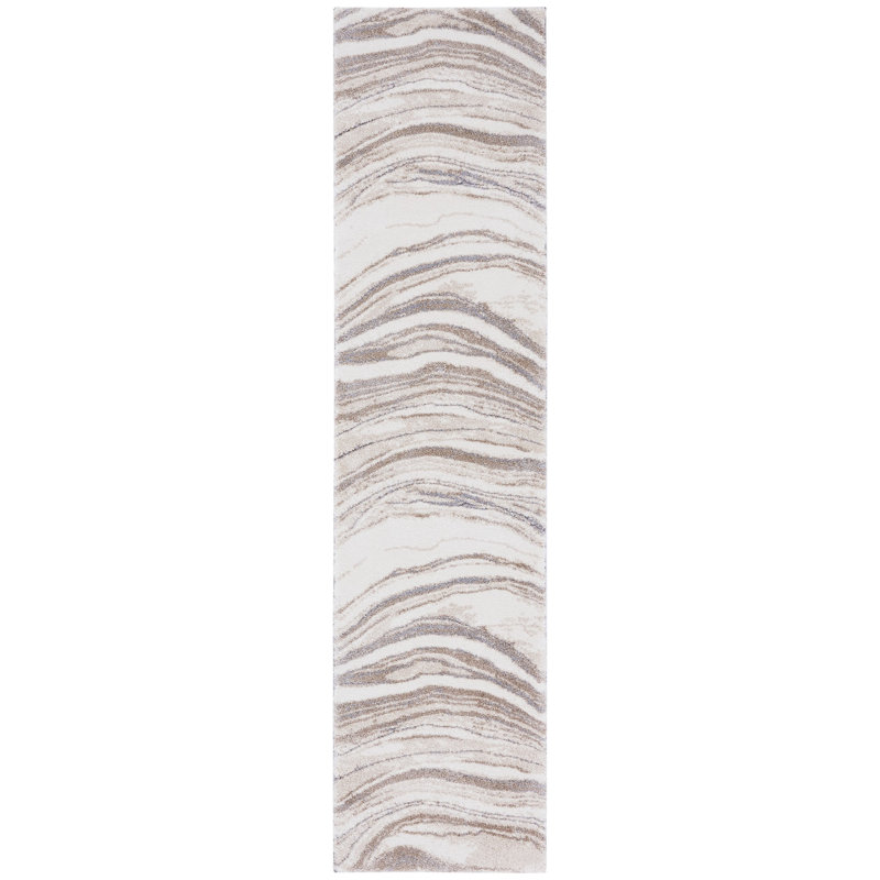 Tapis ivoire / gris Makenna, Tapis de couloir 2 pi 2 po x 9 pi