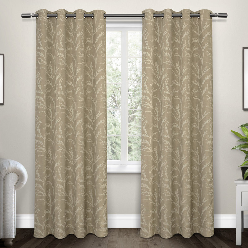 Bellicent Floral Room Darkening Thermal Grommet Curtain Panel Pair, Dove Gray, 52" W x 108" L