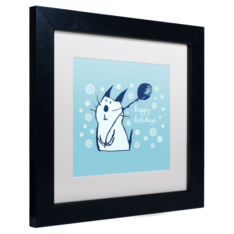 Art encadré en passe-partout Hollander «Christmas Party Cat» par Carla Martell, H 11 po x l 11 po, Blanc