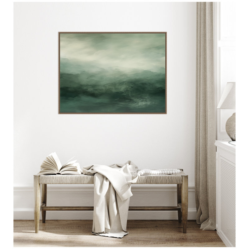 «Tonal Abstract Comforting Sage Emerald Forest Green Landscape horizontal» par The Creative Bunch Studio, reproduction d'art sur toile encadrée