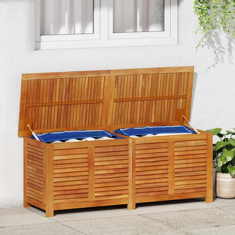 vidaXL Outdoor Storage Box 90 Gal, Deck Box, Acacia Wood with Water-Resistant Bag, Brown 59.1"x19.7"x22.0"