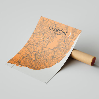 Carte de la ville de Lisbonne au Portugal - ensemble d'imprimés non encadrés