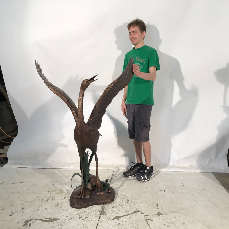 Bronze Flapping Heron Fountain