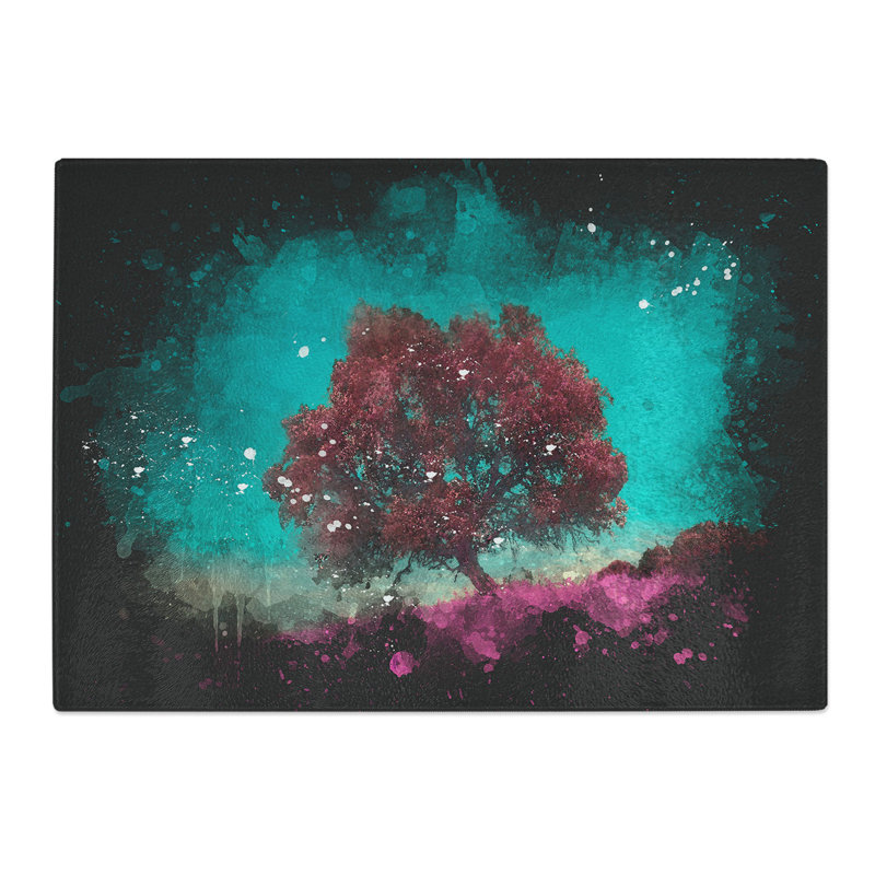 Tempered Glass a Tree in Malaga Spain Paint Splash Chopping Board, 20 cm x 28.5 cm