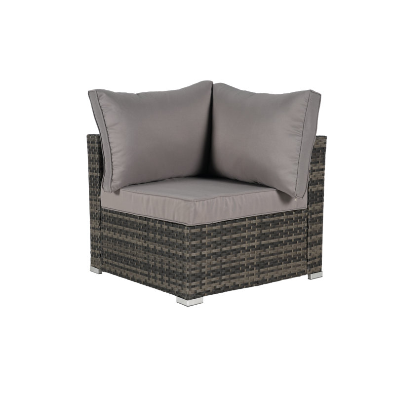Canapé modulaire de patio pour l'extérieur 8 pièces, ensembles de conversation en osier avec coussins lavables et table basse en verre pour le jardin, la piscine, la cour arrière