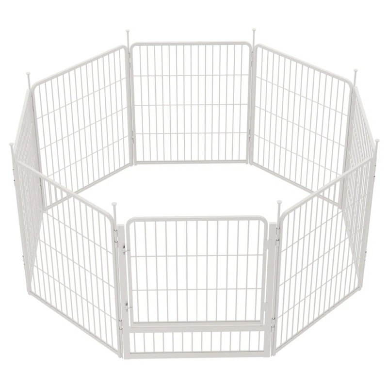 Panneaux de enclos pour chien multi-tailles en métal avec 2 portes, Blanc, H 32 po x l 428,8 po x P 0,63 po