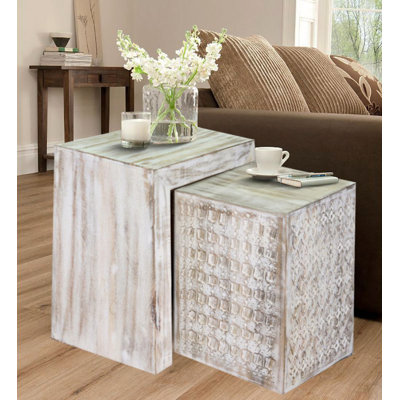 Balabak 2 Piece Carved Nest of Tables