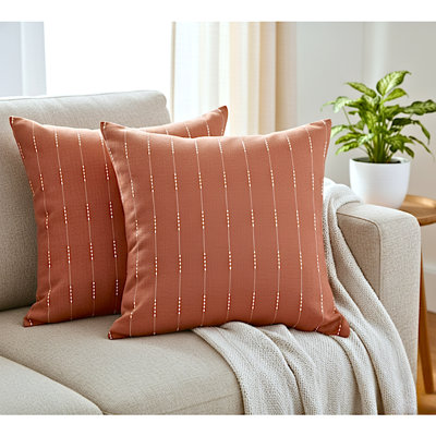 Striped Throw Pillow, Cotton Cushion With Woven Stripes