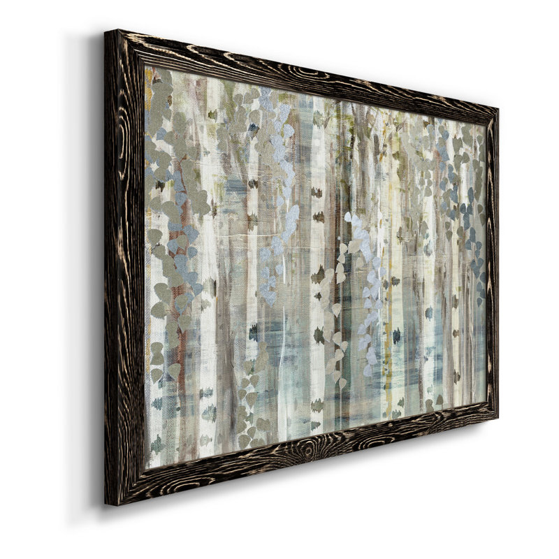 Birch Wood Meadow - Toile encadrée de qualité supérieure - prête à être accrochée, H 31 po x l 44 po x P 1 po, Noir