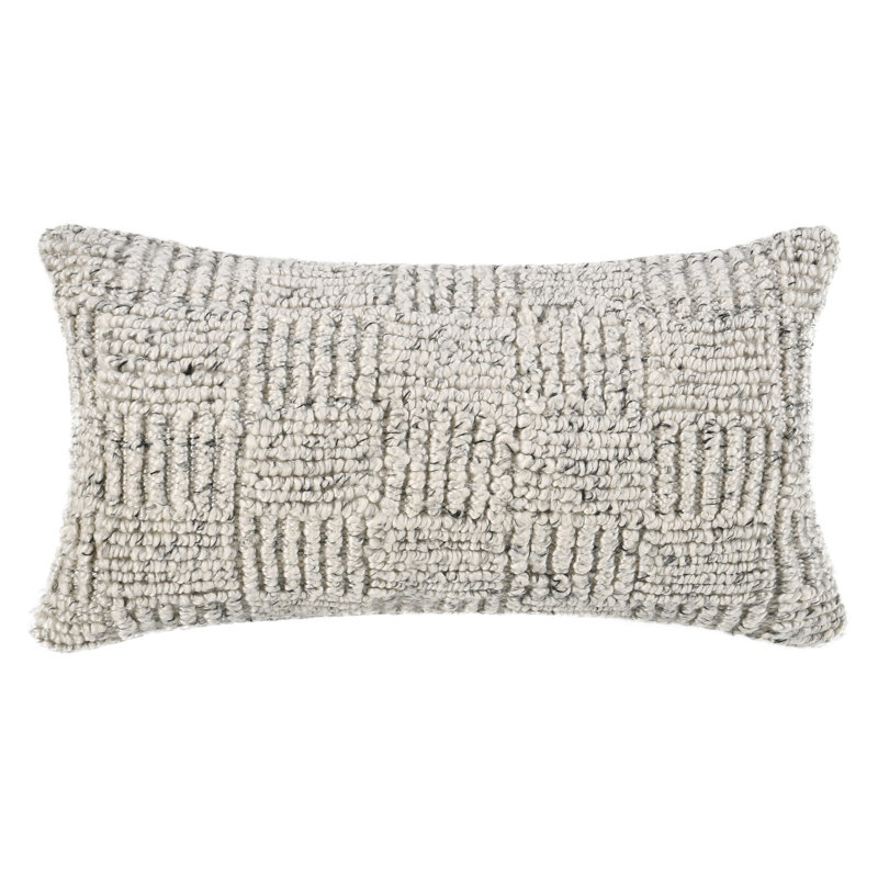 Vico Pillow Cover & Insert, Ivory, 14" x 26", Rectangular