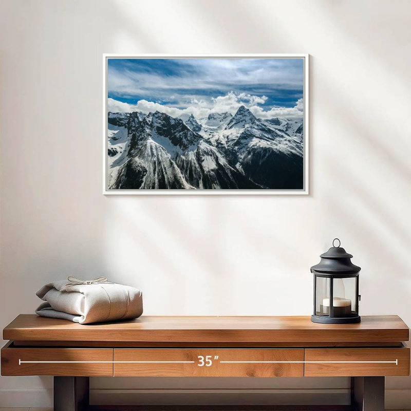 Snow Mountain Peaks, Cadre flottant blanc, 19 po x 13 po