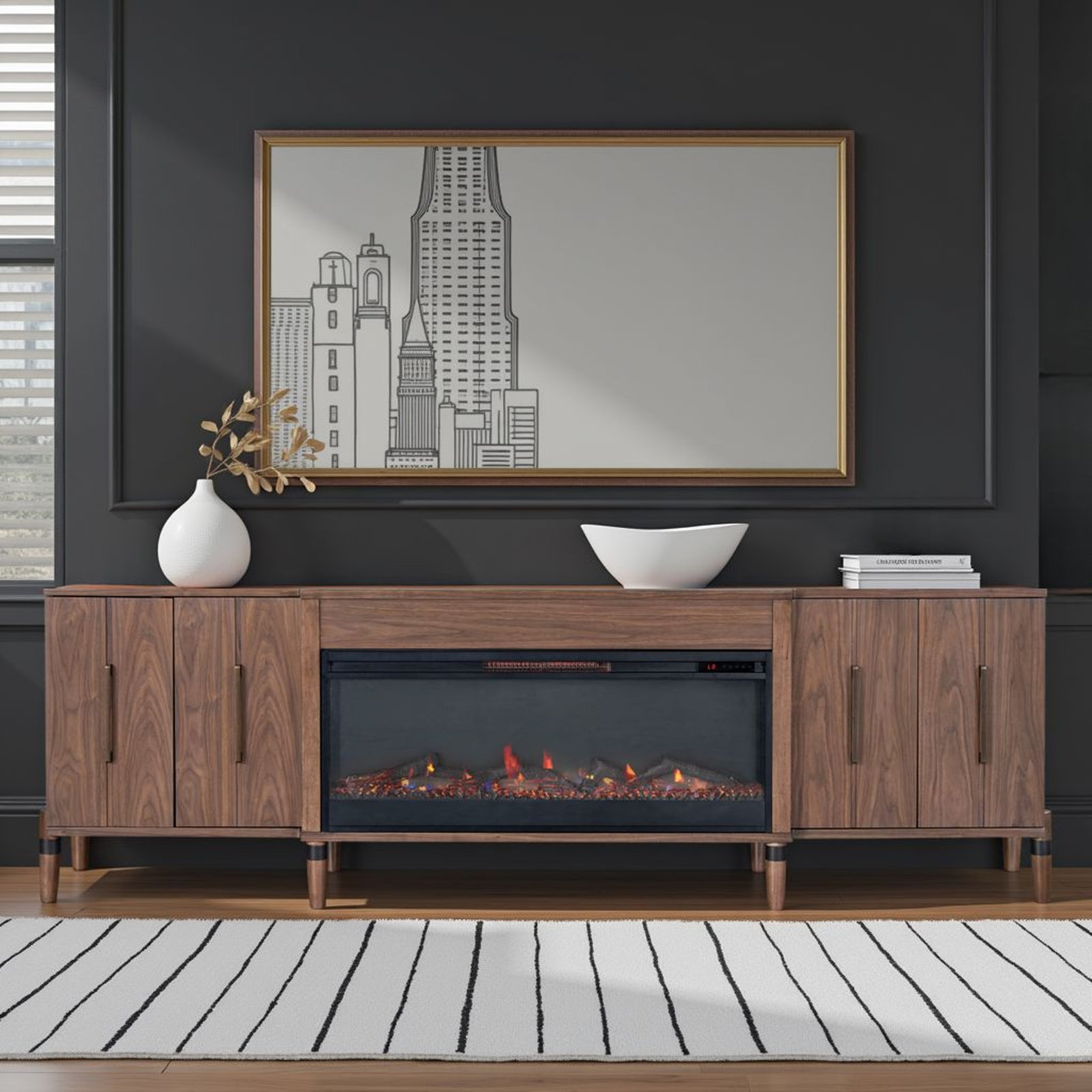 Conner Electric Fireplace TV Stand, 16"H x 94"L x 28"W
