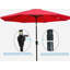 Parasol de patio extérieur 10 pi (3 m) sans rabat, 8 pièces, avec inclinaison, avec manivelle, sans base, rouge, taille de poteau 38 mm (1,49 pouce)