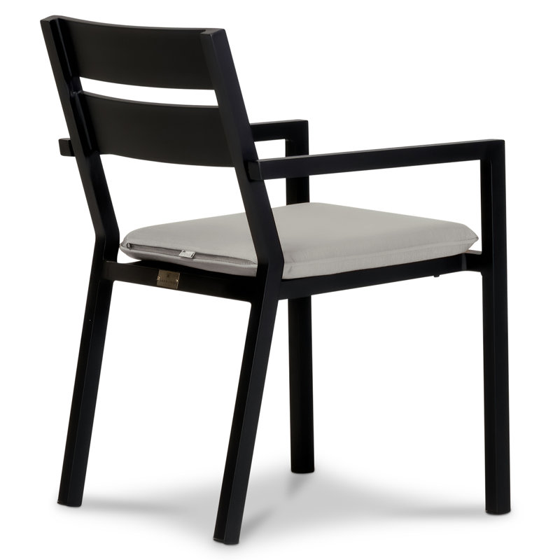 Pacifica Dining Arm Chair - White - Canvas Flax, Cast Silver Sunbrella®, Black