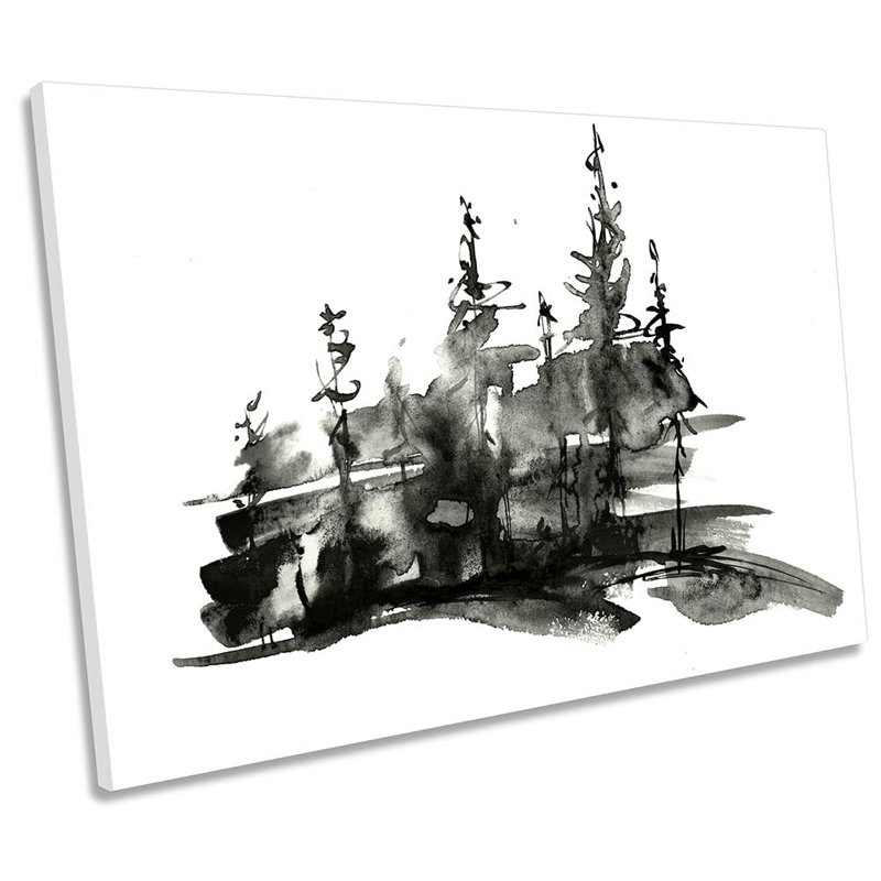 Abstract Trees Watercolour Framed - Wrapped Canvas Print, 30.5cm H x 45.7cm W x 2cm D