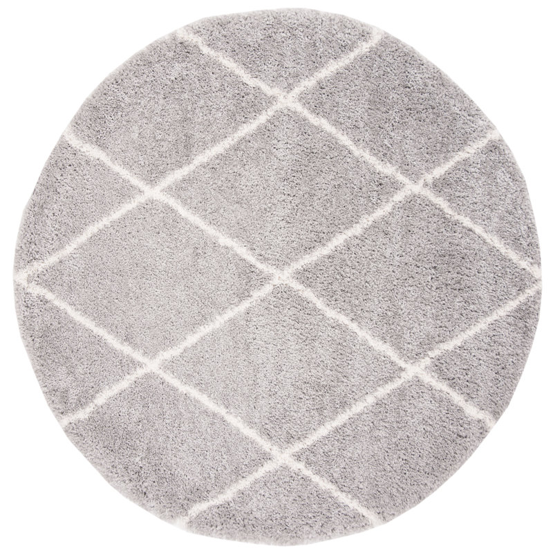 Keana Geometric Gray/Cream Area Rug, Round 9'