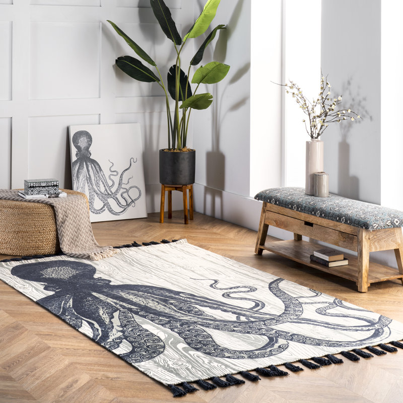 Tapis pieuvre Flatweave, Rectangle 4 pi x 6 pi