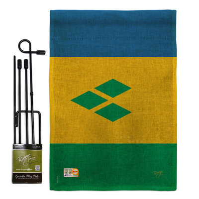 Saint-vincent et les grenadines the world, expositions à 2 faces en toile jute de 19 po x l 13 po ensemble de drapeau